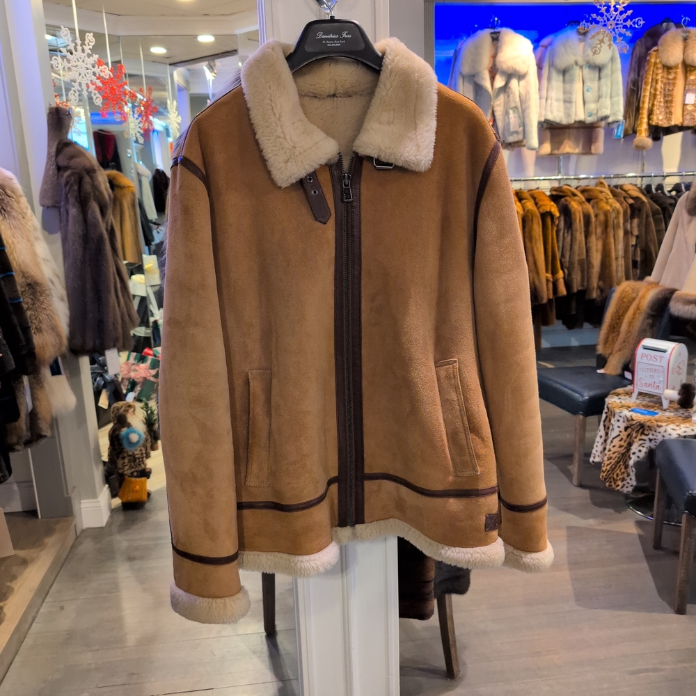 Men's Tan Shearling Jacket Exchanged Pre-owned